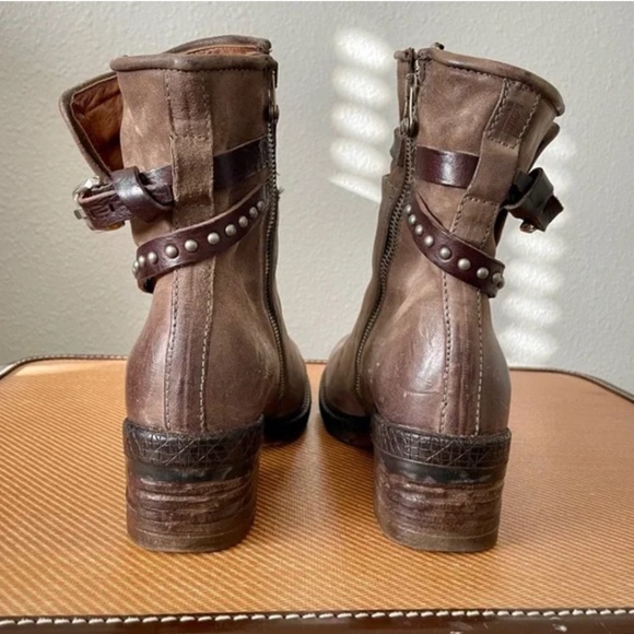 A.S. 98 Brown Leather Ankle Boots Studded Straps & Chunky Heel Size EU 40 - Picture 5 of 14